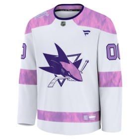 San Jose Sharks tröja Customized Fanatics Hockey Fights Cancer Practice 2024-25 Vit - NHL Tröjor Herr